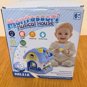 Montessori Musical House Toy - Light Blue and Yellow Interactive Playset